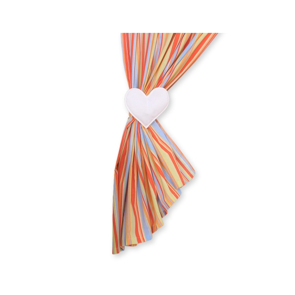 Babyværelse-gardiner - Hanging Hearts  Orange Striber