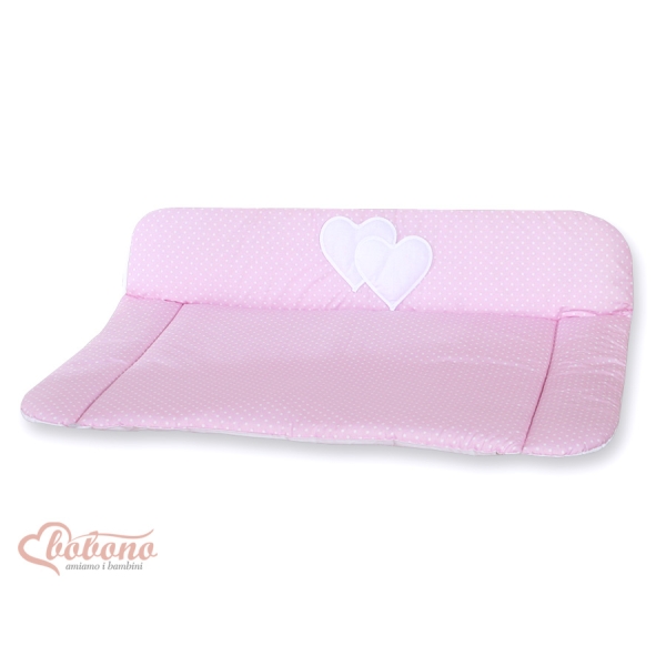 Blød baby skiftemåtte - Hanging Hearts  Lyserød Pink Polkaprikker