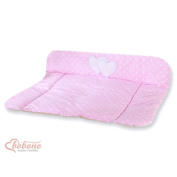 Blød baby skiftemåtte - Hanging Hearts  Lyserød Pink Polkaprikker