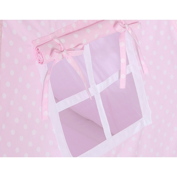 Børne tipi telt dekorative fjer GRATIS!  Lyserød Pink Polkaprikker