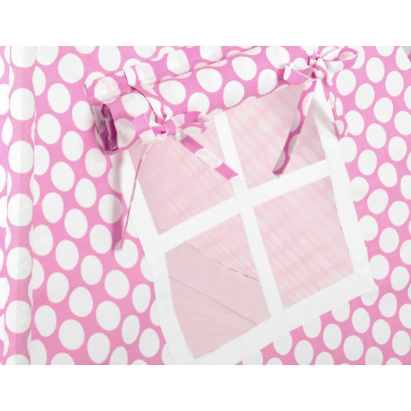 Børne tipi telt dekorative fjer GRATIS!  Lyserød Pink Polkaprikker