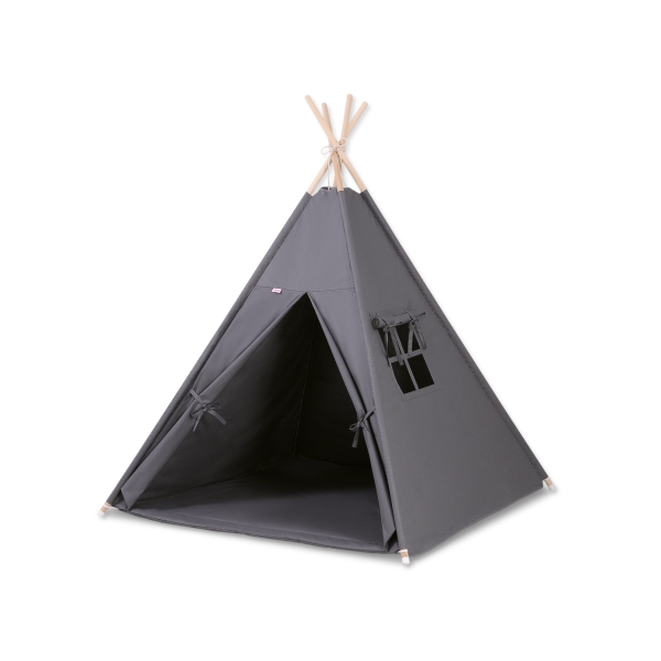 Børne tipi telt  legetæppe dekorative fjer GRATIS!  Antracit