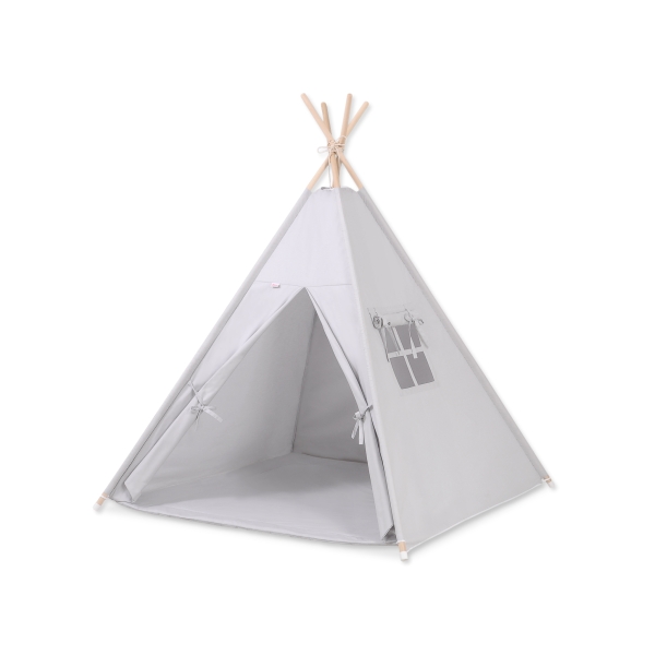 Børne tipi telt  legetæppe dekorative fjer GRATIS!  Grå