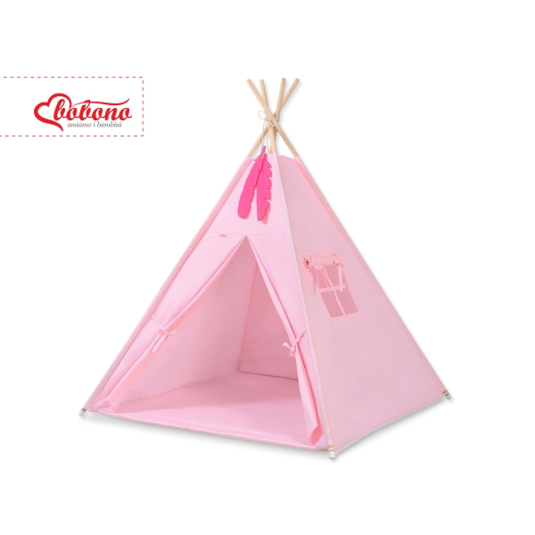 Børne tipi telt  legetæppe dekorative fjer GRATIS!  Lyserød Pink