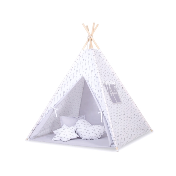 Børne tipi telt  legetæppe dekorative fjer GRATIS!  Pilet