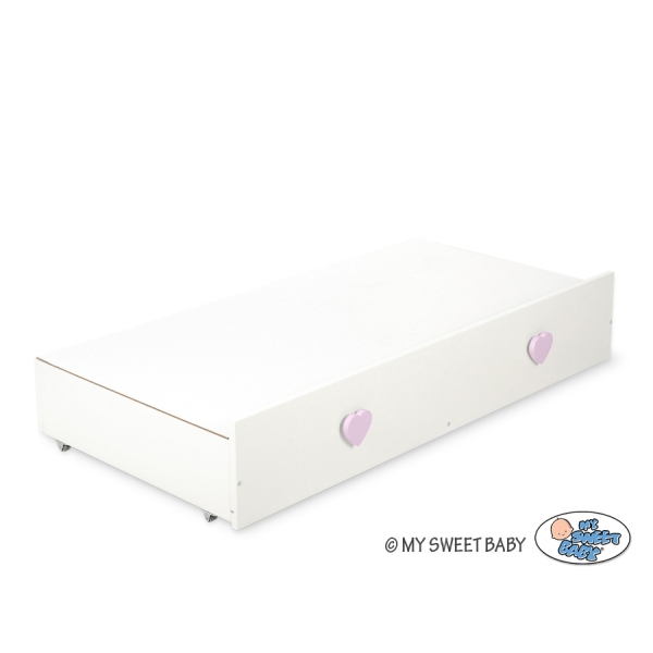 Børneseng 120x60cm med tremmer LORENZO med Sfuffe  MAXI Lyserød Hvid Pink