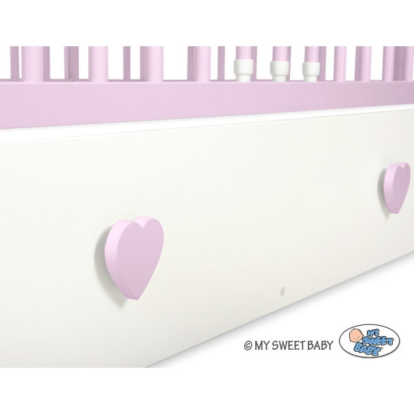 Børneseng 120x60cm med tremmer LORENZO med Sfuffe  MAXI Lyserød Hvid Pink