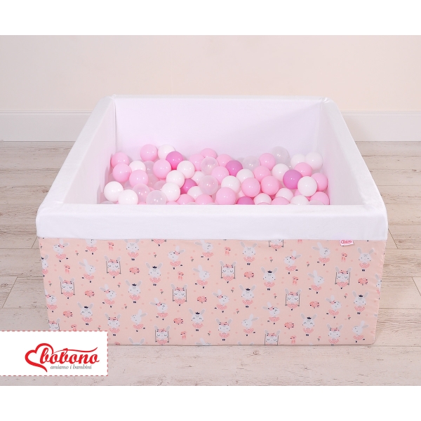 Boldbassin Firkantet 90x90x40 cm inkl 200 bolde Lyserød Pink Ballerinaer