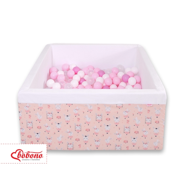 Boldbassin Firkantet 90x90x40 cm inkl 200 bolde Lyserød Pink Ballerinaer