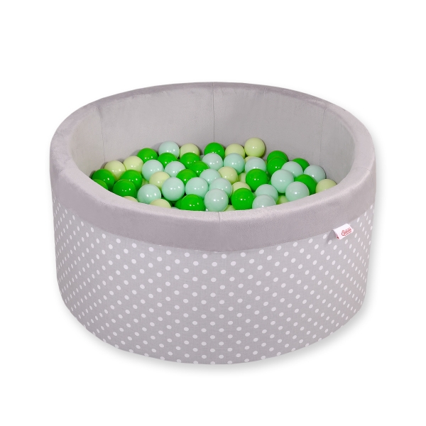 Boldbassin minky med bolde 200stk  Grå Polkaprikker