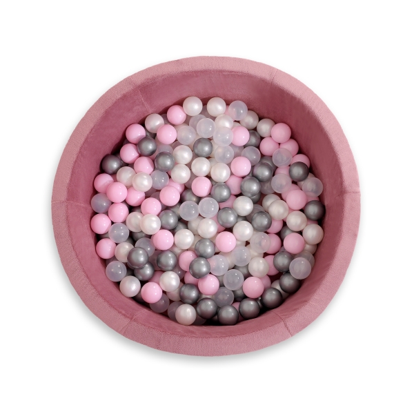 Boldbassin minky med bolde 200stk  Støvet Pink