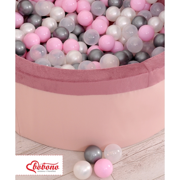Boldbassin minky med bolde 200stk  Støvet Pink
