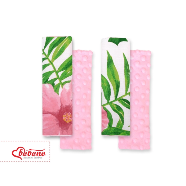 Dobbeltsidede puder til sikkerhedsseler Baby Shoulders  Lyserød Pink Blomster Tropiske