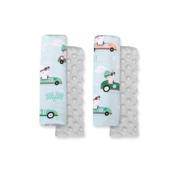 Dobbeltsidede puder til sikkerhedsseler Baby Shoulders  Mint Grå Kaniner