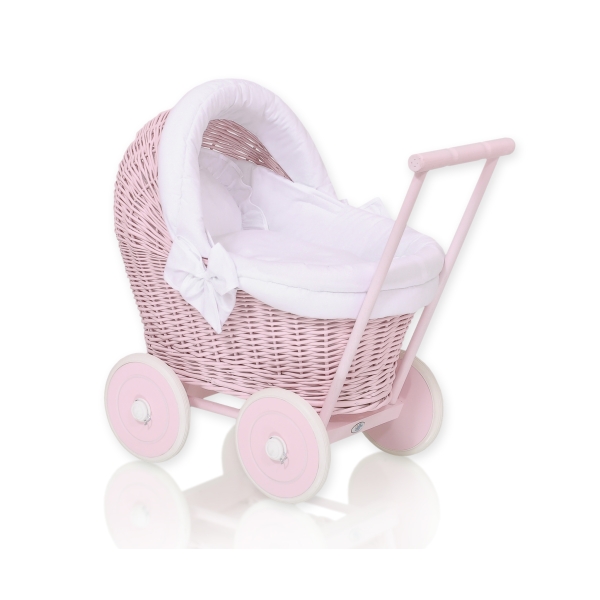 Dukkevogn Rattan Kurv Pink
