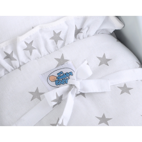 Dukkevogn i træ  Hvid Grå