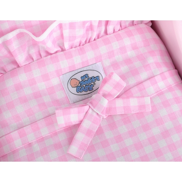 Dukkevogn i træ  Lyserød Hvid Pink