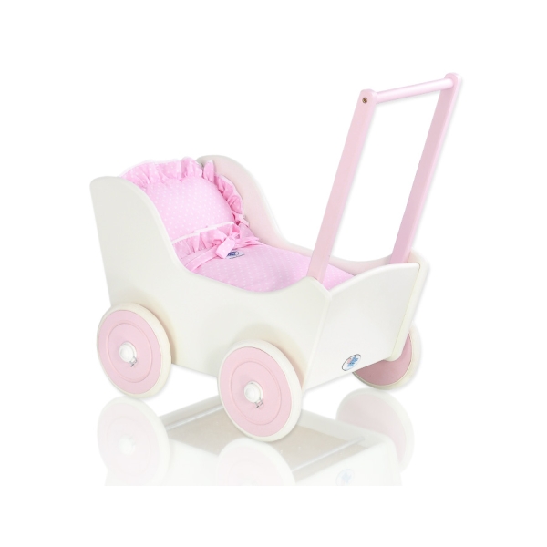 Dukkevogn til den lille piges dukke  Lyserød Hvid Pink