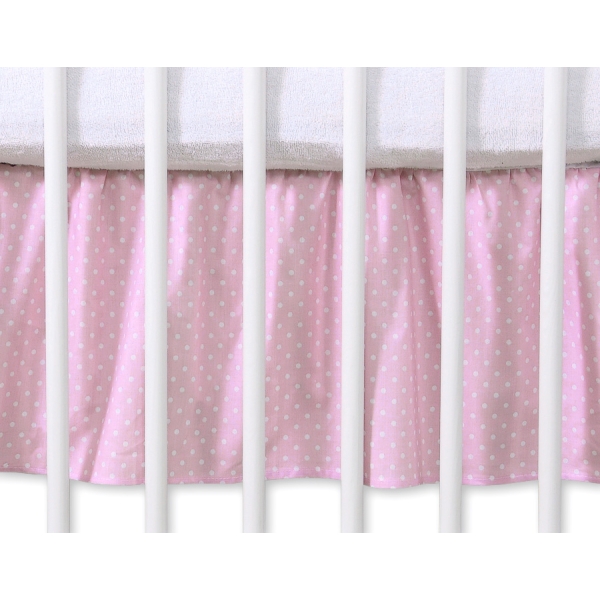 Flæse til babyseng  Lyserød Pink Polkaprikker