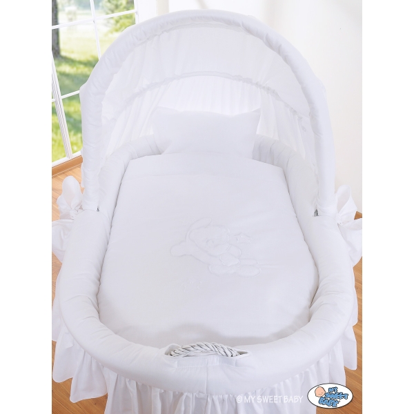 Flettet babykurv med kaleche - Bellamy  Hvid