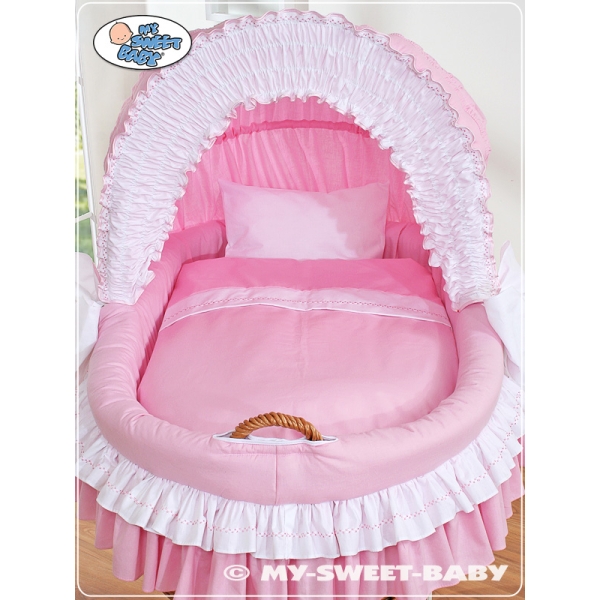 Flettet babykurv med kaleche - Bellamy  Lyserød Pink Bellamy