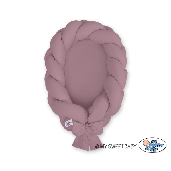 Flettet babyrede knyttet sengerand & madras 2 i 1  Pastel Violet