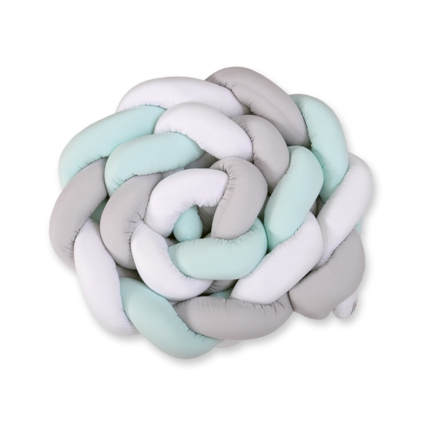 Flettet Braided sengerand til tremmeseng 3,6m  Mint Hvid Grå