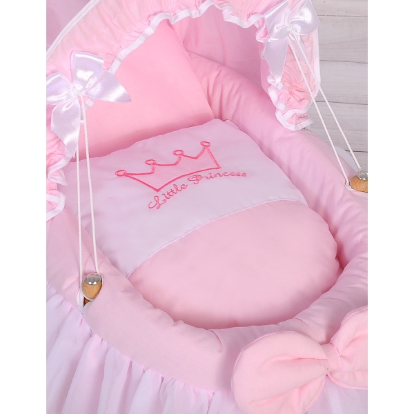 Flettet kurv til babydukke  Lyserød Pink