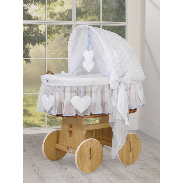 Flettet moseskurv til baby  Blå Hvid Amelie