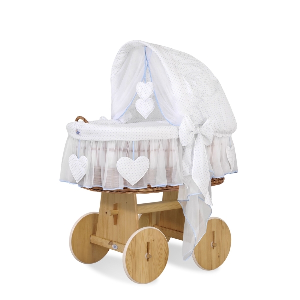 Flettet moseskurv til baby  Blå Hvid Amelie