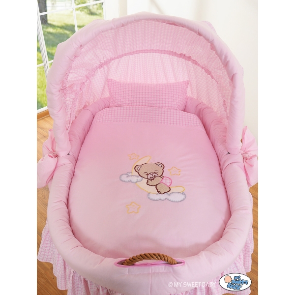 Flettet moseskurv til baby  Lyserød Pink