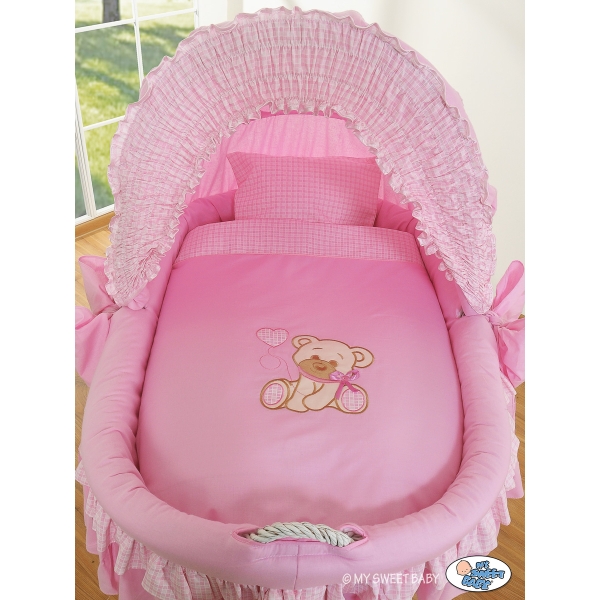 Flettet moseskurv til baby  Lyserød Pink