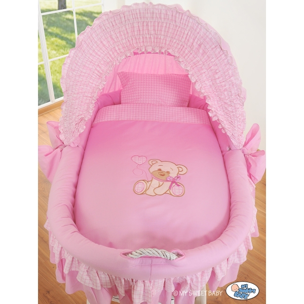 Flettet moseskurv til baby  Lyserød Pink