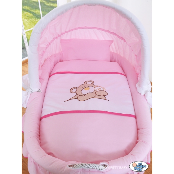 Flettet moseskurv til baby  Lyserød Pink