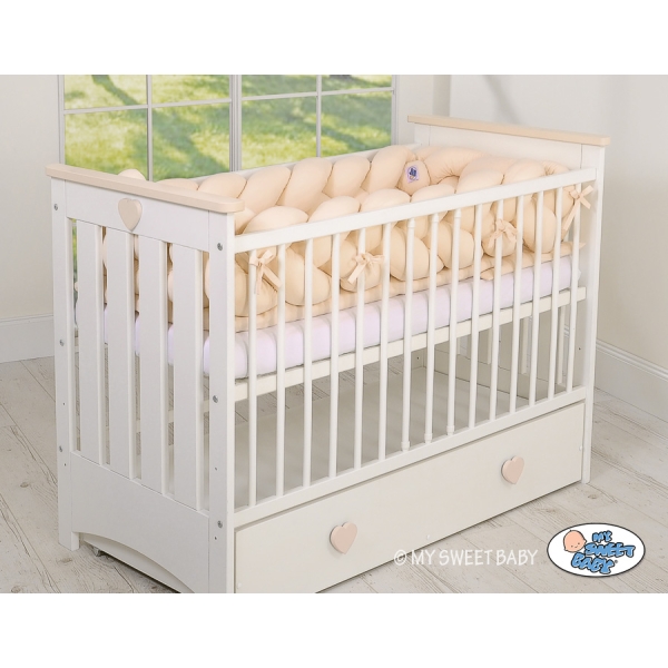 Flettet sengerand til babyseng XXL  Beige