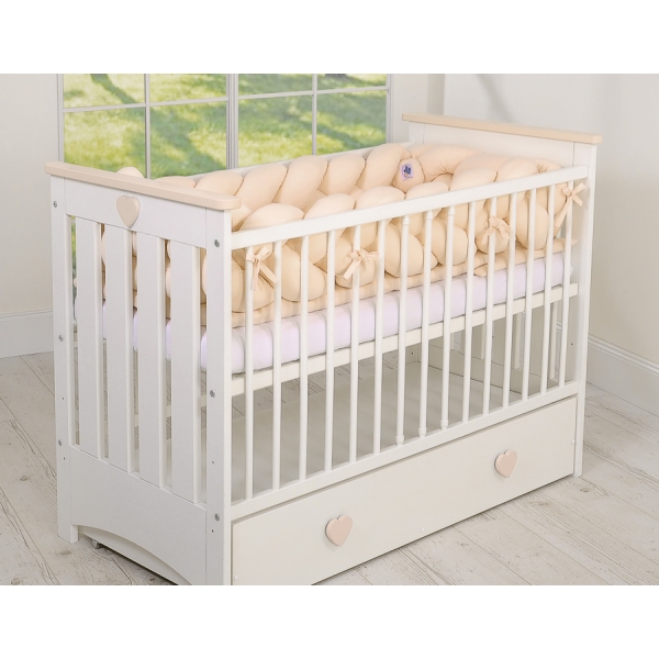 Flettet sengerand til babyseng XXL  Beige