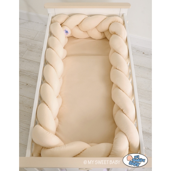 Flettet sengerand til babyseng XXL  Beige