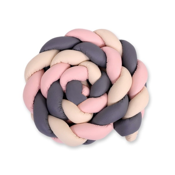 Flettet sengerand til babyseng XXL  Beige Antracit Støvet Pink