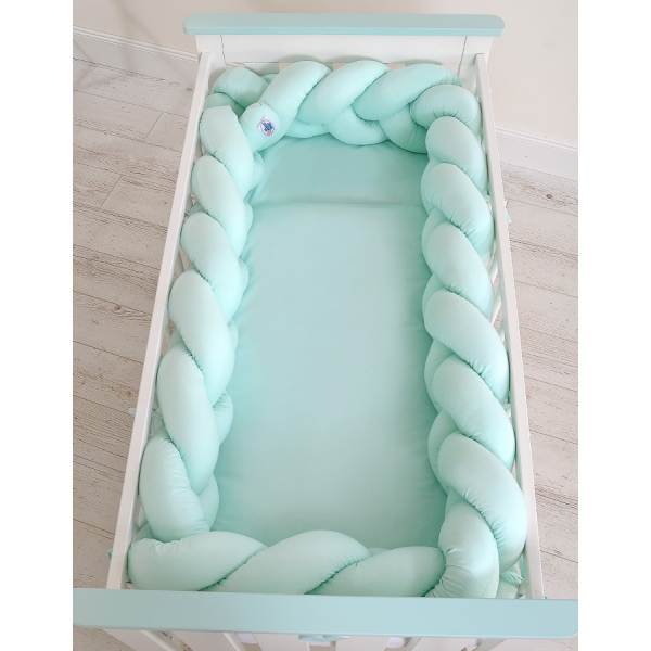 Flettet sengerand til babyseng XXL  Mint