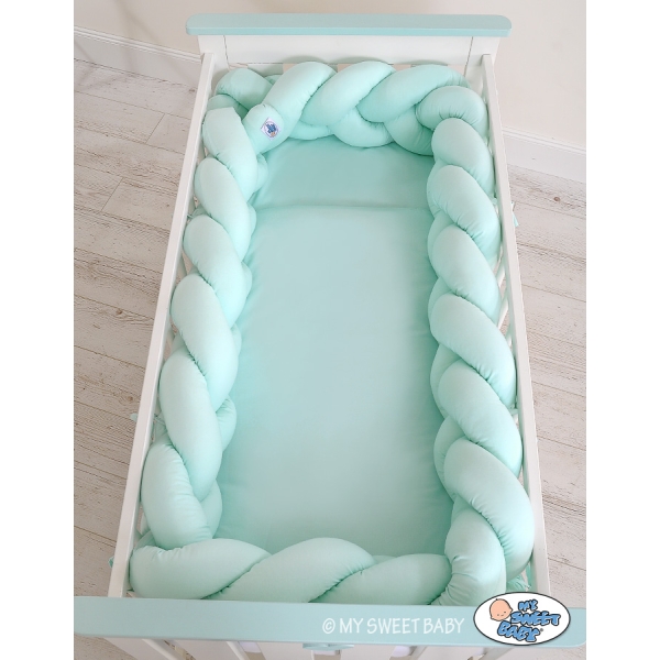 Flettet sengerand til babyseng XXL  Mint