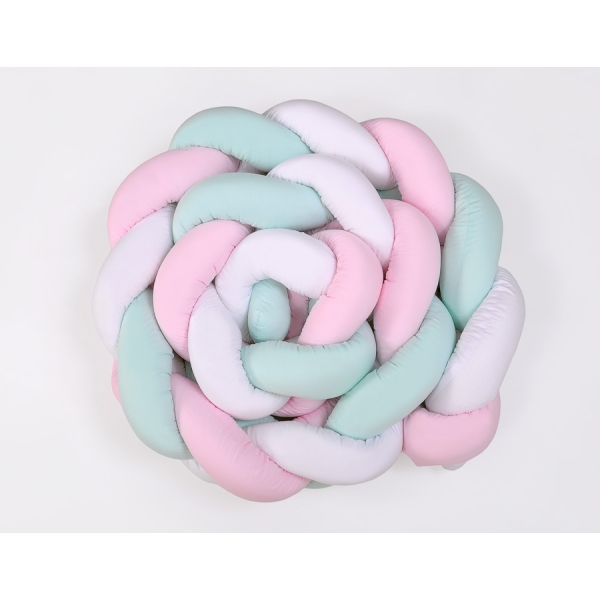 Flettet sengerand til babyseng XXL  Mint Lyserød Hvid Pink