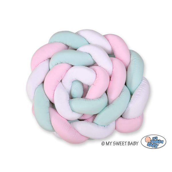 Flettet sengerand til babyseng XXL  Mint Lyserød Hvid Pink