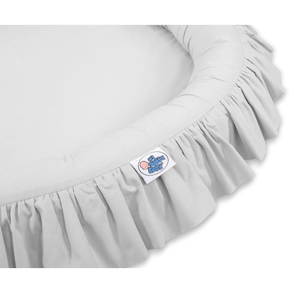 Hængegardiner til børneværelset med Babynest med flæser  Grå Bomuld