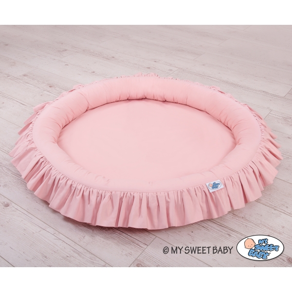 Hængegardiner til børneværelset med Babynest med flæser  Støvet Pink
