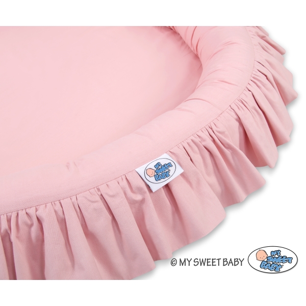 Hængegardiner til børneværelset med Babynest med flæser  Støvet Pink