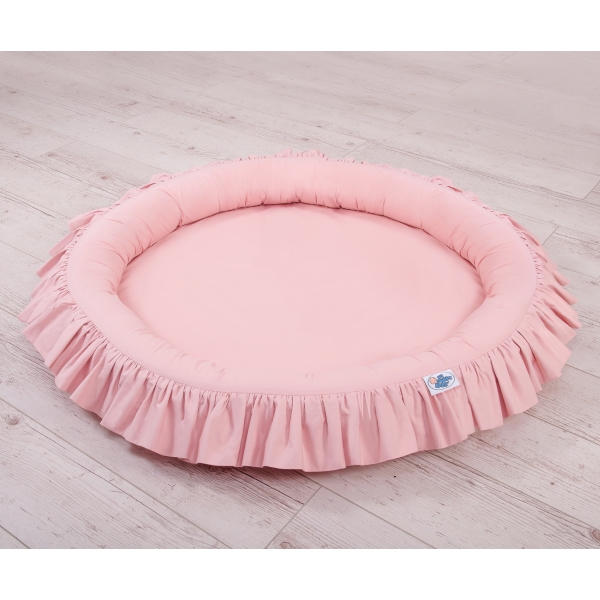 Hængegardiner til børneværelset med Babynest med flæser  Støvet Pink