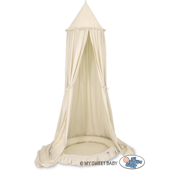 Hængende sengehimmel med Babynest med flæser  Beige