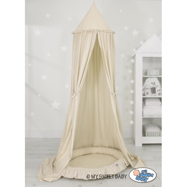 Hængende sengehimmel med Babynest med flæser  Beige