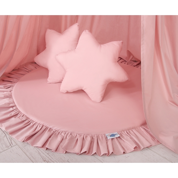 Hængende sengehimmel over babys sengeværelse med legemåtte Pudesæt   Støvet Pink