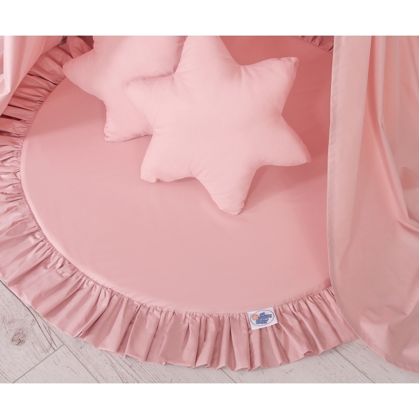 Hængende sengehimmel over babys sengeværelse med legemåtte Pudesæt   Støvet Pink
